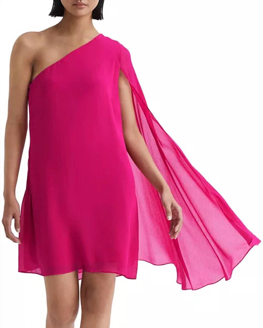NEW REISS fleur sheer cape sleeve dress in pink